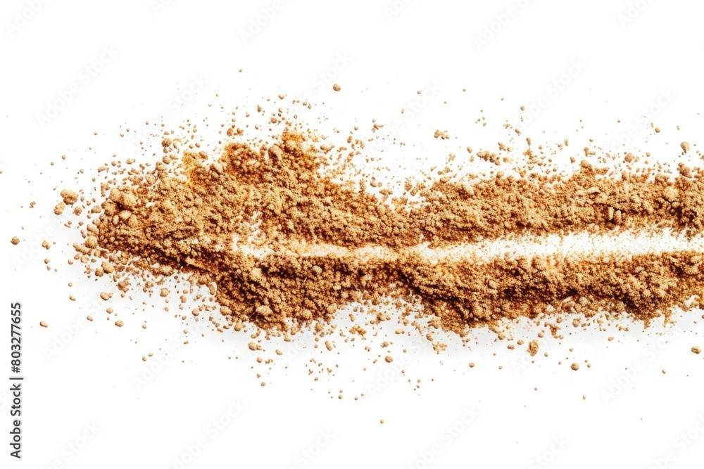 Poster close up of a pile of dirt on a white surface, suitable for various projects