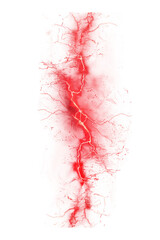 Beam of red electricity isolated on transparent background.
