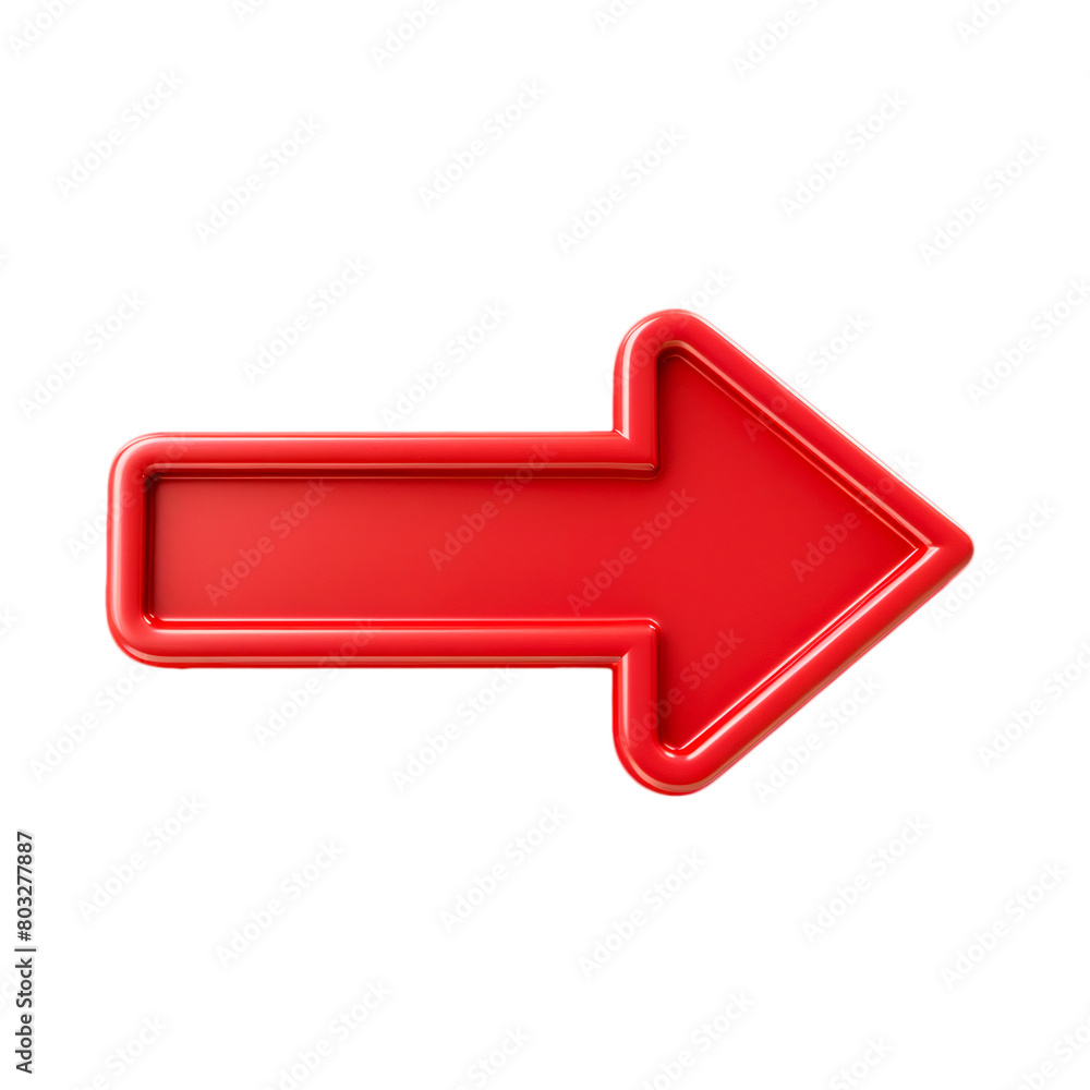 Wall mural 3d render red arrow icon isolated on transparent background