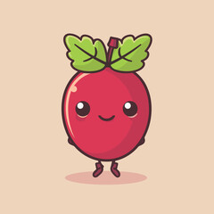 A cartoon Currant with a smile on its face