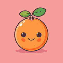 Obraz premium A cartoon orange with a green leaf on top