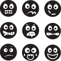 set of emoji in silhouette