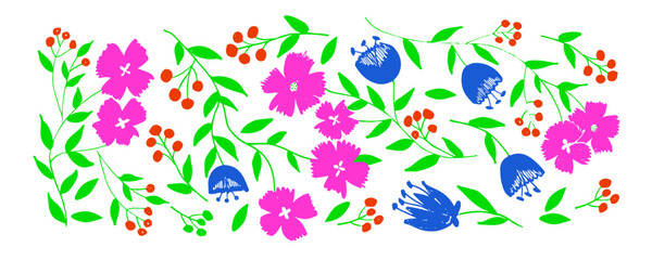 Vector botanical set of  blooming  flowers  anemone, peony or rose . Flowers Japanese style grunge,  color texture.  Monochrome creative botanical wallpaper design