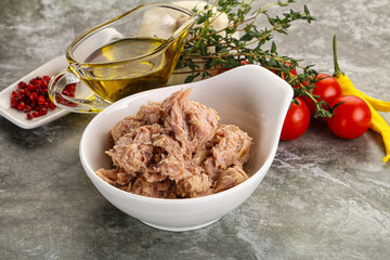 Canned tuna fillet for salad