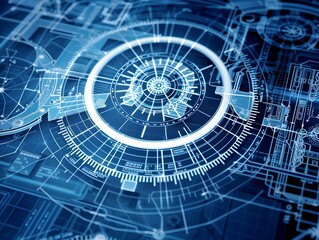 Intricate Mechanical Engineering Schematic Showcasing Futuristic Design and Construction of Advanced Systems