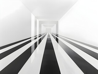 Minimalist Architectural Corridor with Converging Lines and Symmetrical Patterns