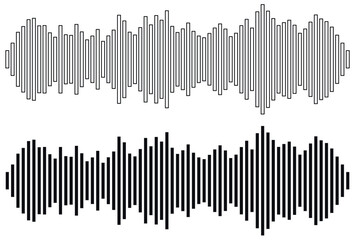 set of Music player sound bar.  Sound waves of voice. Audio speech spectrum noise collection.Record interface. Equalizer icons with soundwave line isolated on white background. collection noise.eps 10
