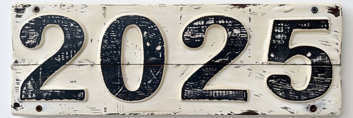 Bold 2025 numeral on clean white background for new year or future themed design concepts