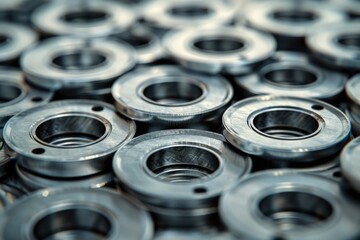 Obraz premium A bunch of metal parts stacked together. Suitable for industrial and manufacturing concepts