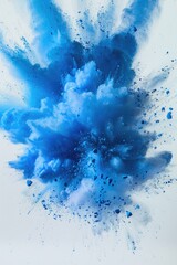 Obraz premium A vibrant blue powder cloud floating in the air. Ideal for advertising and promotional materials