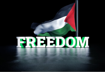 Flag of Palestine, State Flag of the Palestinian People - Symbol of Free Palestine. May 2024 (3D...