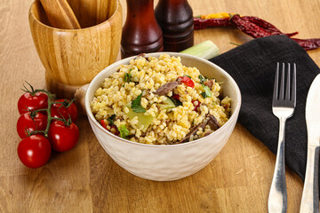 Bulgur with lamb and vegetables