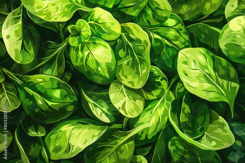 Poster detailed view of a cluster of green leaves, suitable for nature and environmental concepts