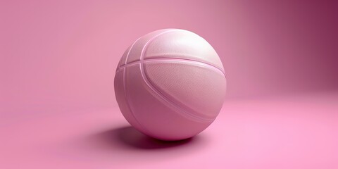 A pink basketball on a pink background with ample space for text.