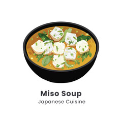 Hand drawn vector illustration of Miso Soup Traditional Japanese Soup