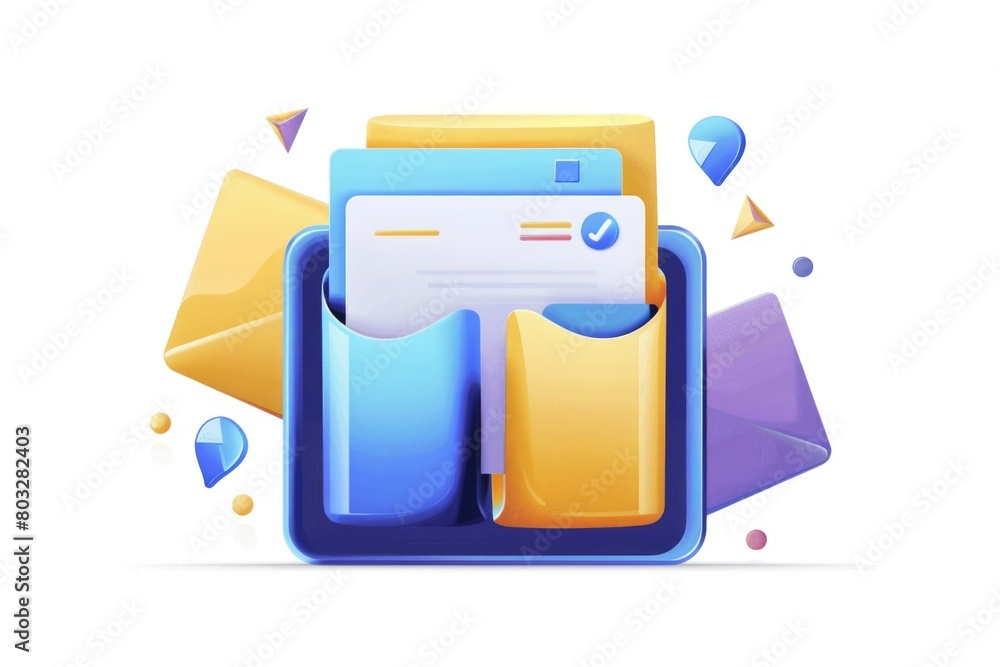 Aufkleber a blue and yellow folder with a check mark symbol. perfect for business and organization concepts
