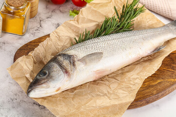 Raw seabass fish for cooking