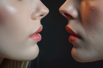 Obraz premium Close-up image of two women interacting, suitable for communication concepts