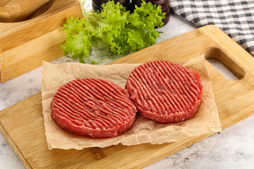 Raw beef  burger cutlet for grill
