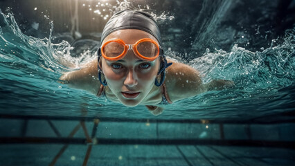 Eleganza Acquatica- Nuotatrice in una piscina al Coperto