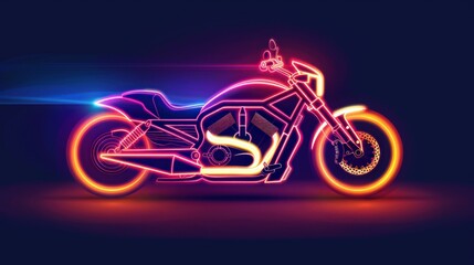Fototapeta premium cover motorcycle neon light cover motorcycle