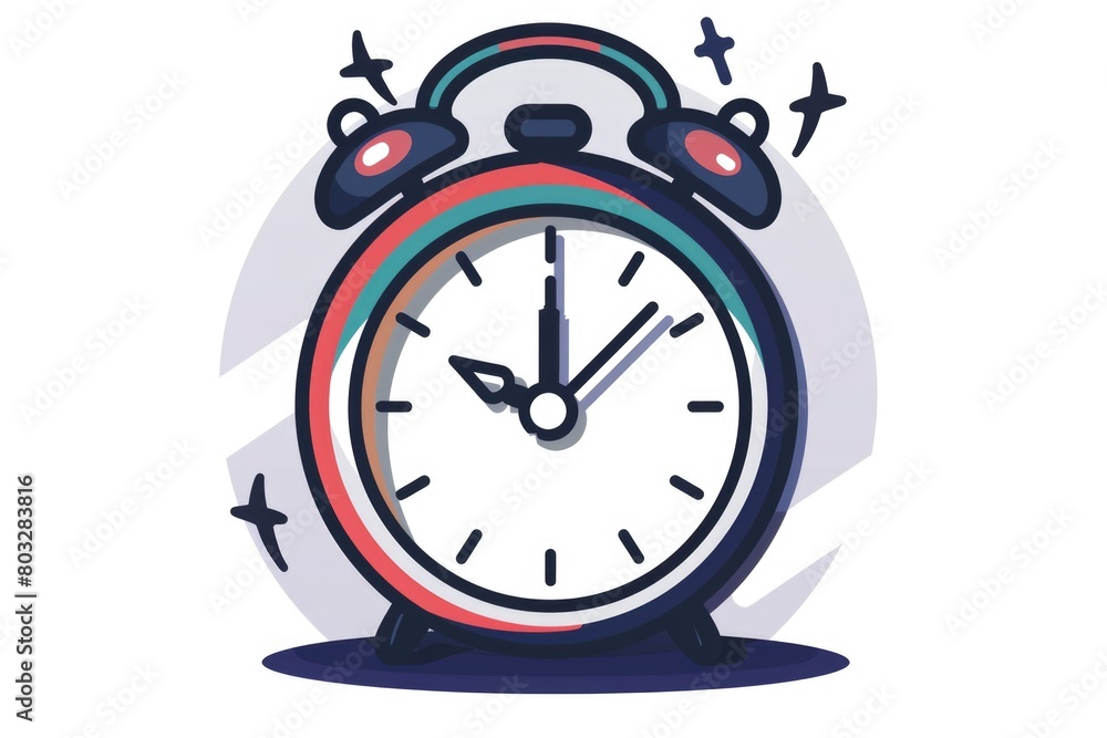 Poster an alarm clock with music notes coming out of it. suitable for music themes