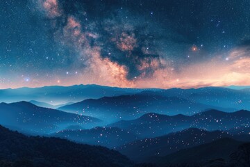 Majestic mountain range under a sky full of stars, perfect for nature lovers and stargazers