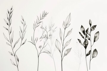 A detailed illustration of three different plant species. Suitable for educational materials or botanical references