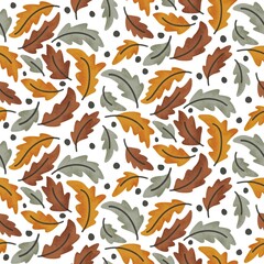 Autumn Textured Leaves Seamless Pattern