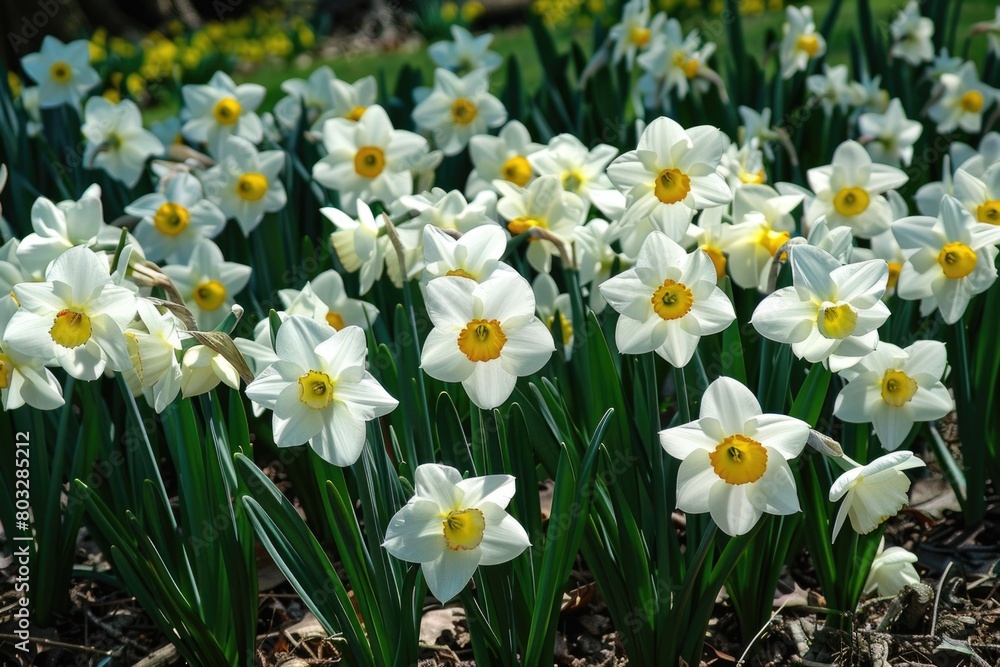 Canvas Prints Beautiful field of white and yellow daffodils, perfect for spring-themed designs