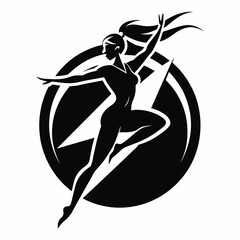 Fitness Gymnastic logo Sportswoman silhouette vector illustration isolated on white background 