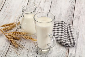 Organic milk in the glass
