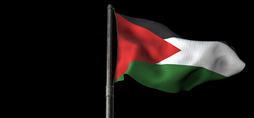 Flag of Palestine, State Flag of the Palestinian People - Symbol of Free Palestine. May 2024 (3D...