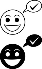 Positive Mindset Icons. Black and White Vector Icon of a Smiling Human Face. Mental Health. Psychology. Positive Thinking Concept