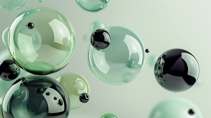 3D abstract composition, green bubble banner