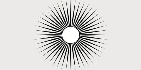 simple vector logo, sunburst with black lines on a white background, using simple shapes and line art, circular design, flat style, without shadows and gradients, in the style of no particular artist.