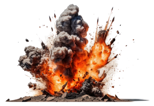 PNG  Explosion fire white background destruction.