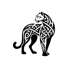 cheetah silhouette in animal celtic knot, irish, nordic illustration