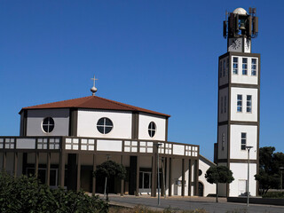 Praia da costa church in Aveiro portugal sand dunes Atlantic Ocean beach view landscape panorama