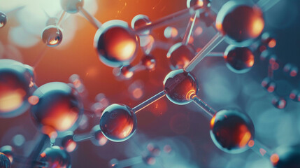 Close up view on a molecular level exploring the sophisticated chemical bonds critical to understanding biology and chemistry