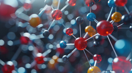 Close up view on a molecular level exploring the sophisticated chemical bonds critical to understanding biology and chemistry