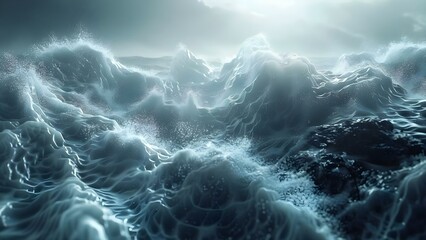 Capturing the Power of Ocean Waves: Stunning Slow Motion K Footage of Waves Crashing Against Rocks. Concept Ocean Photography, Slow Motion Footage, Waves Crashing, Coastal Landscapes, Ocean Power