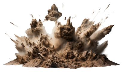 PNG  Avalanche explosion wood white background splattered.