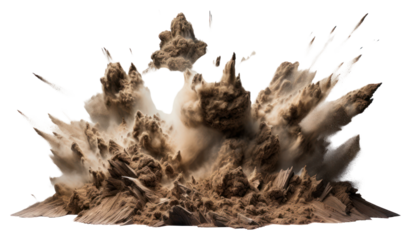 PNG  Avalanche explosion wood white background splattered.