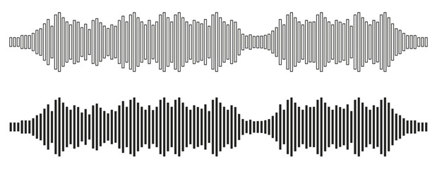 set of Music player sound bar.  Sound waves of voice. Audio speech spectrum noise collection.Record interface. Equalizer icons with soundwave line isolated on white background. collection noise.eps 10