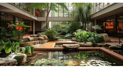 Futuristic Office Atrium, generative ai