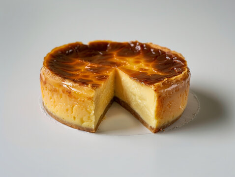 Tarte au flan p&acirc;tissier sur fond blanc, recette traditionnelle fran&ccedil;aise