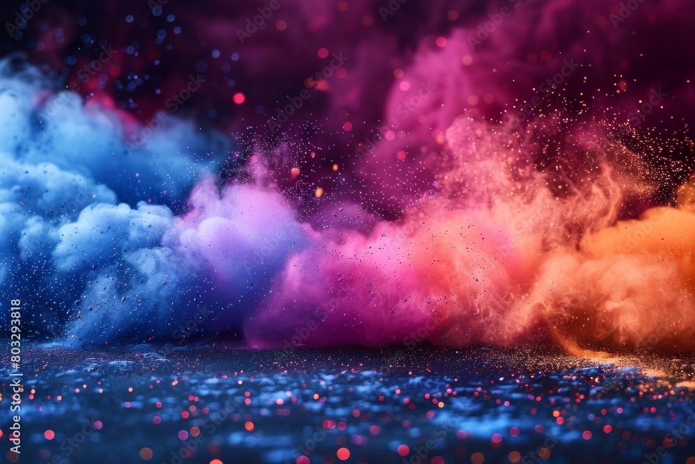 Poster a mesmerizing display of colorful powder explosion creating a dreamlike abstract vision of vivid hue