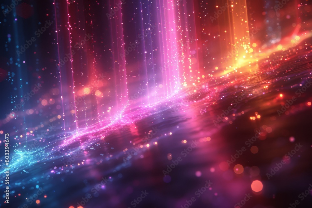 Aufkleber artistic interpretation of light particles flowing in a colorful streak across the digital canvas