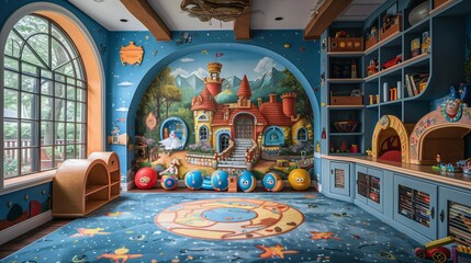 Whimsical Wonderland: Colorful Children's Playroom, generative ai